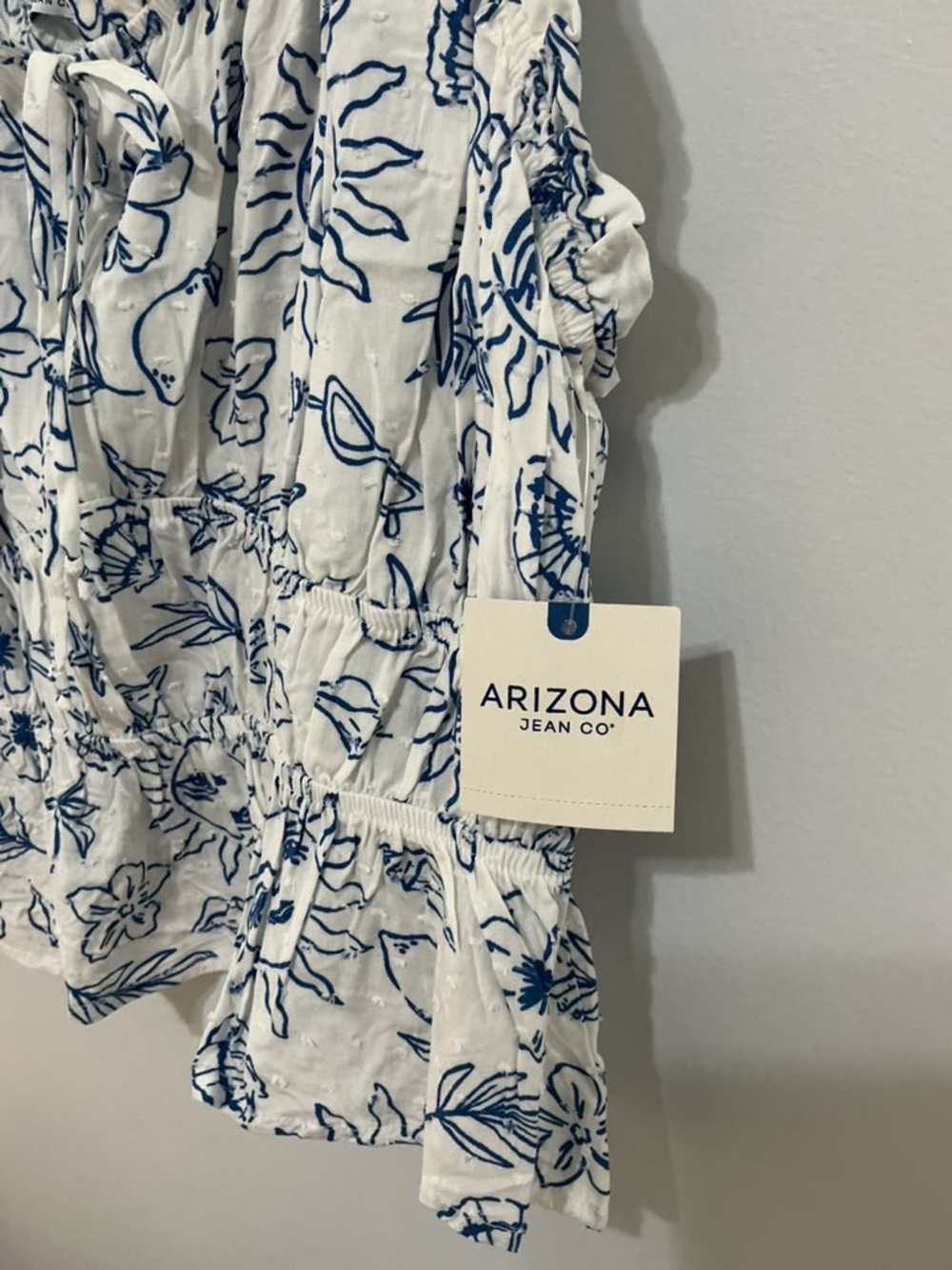 Arizona Jean Company White Tank Top with Blue Floral Printy - Picture 6 of 11